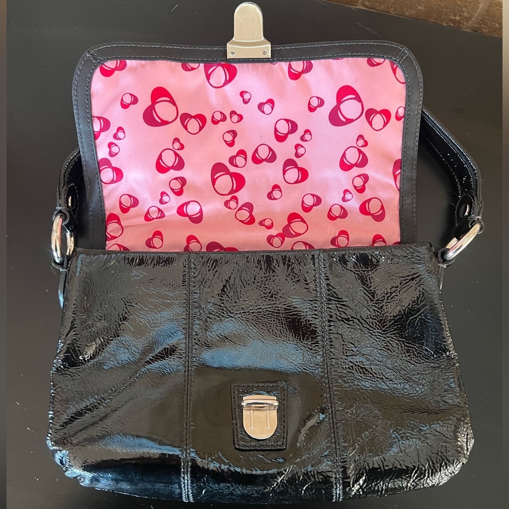 Coach Poppy Lyla Onyx Patent Leather Shoulder Bag - Picture 7 of 10